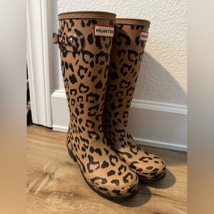 Hunter Tan and Black Animal Print Boots
